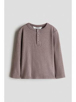 H&M - Boys Beige Cotton Henley T-Shirt