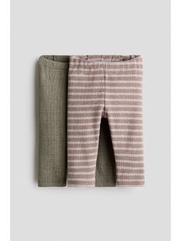 H&M - Boys Multi-Color 2-Pack Ribbed Cotton Leggings