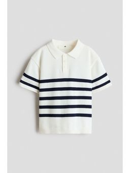 H&M - Boys White Cotton-Knit Polo T-Shirt
