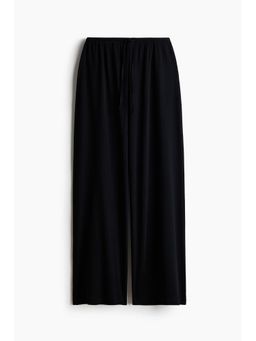 H&M - Women Black Ribbed Drawstring Trousers