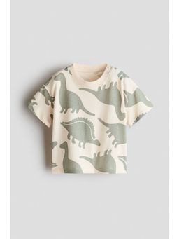 H&M - Boys Beige Printed Cotton T-Shirt