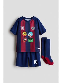 H&M - Boys Blue 3-Piece Printed Football Set