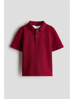 H&M - Boys Red Embroidered-Motif Logo Piqu Polo T-Shirt