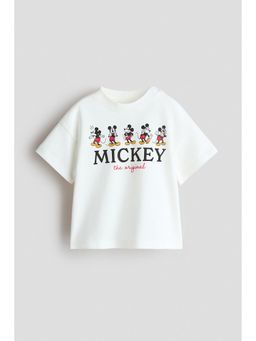 H&M - Boys White Printed Cotton T-Shirt