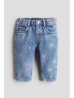 H&M - Girls Blue Embroidery-Detail Jeans