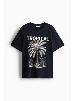 H&M - Women Black Printed T-Shirt