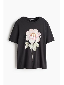 H&M - Women Black Printed T-Shirt