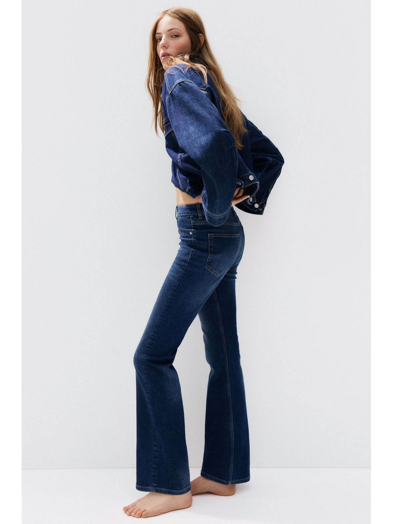 h&m Women Blue Flared High Waist Jeans-picture-14