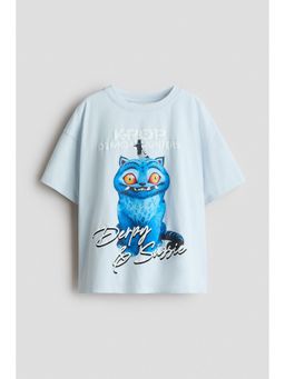 H&M - Girls Blue Printed T-Shirt