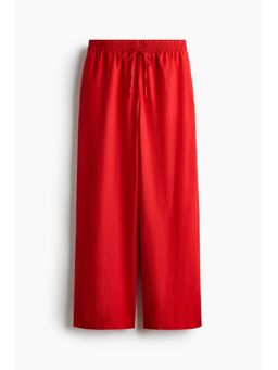 H&M - Women Red Linen-Blend Drawstring Trousers