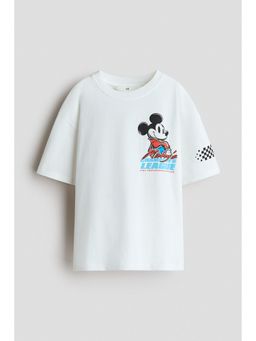H&M - Boys White Loose-Fit Printed T-Shirt
