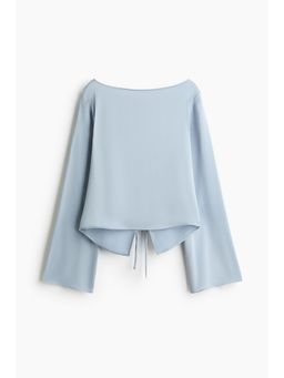 H&M - Women Blue Tie-Back Boat-Neck Top
