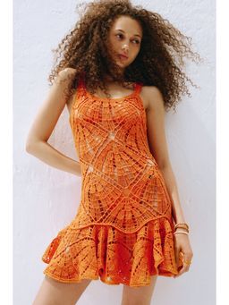 H&M - Women Orange Crochet-Look Strappy Dress