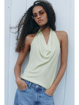 H&M - Women Green Fine-Knit Halterneck Top
