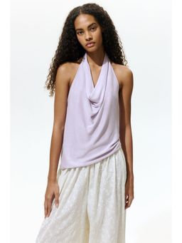 H&M - Women Purple Fine-Knit Halterneck Top