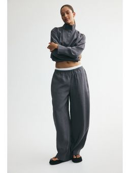 H&M - Women Grey Modal-Blend Barrel Trousers