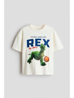 H&M - Boys White Oversized Print-Motif T-Shirt