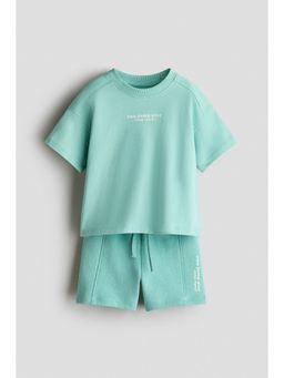 H&M - Boys Turquoise 2-Piece T-Shirt And Shorts Set