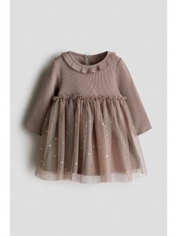 H&M - Girls Brown Tulle-Skirt Cotton Dress