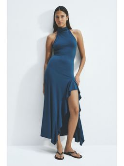 H&M - Women Turquoise Flounced Halter neck Dress