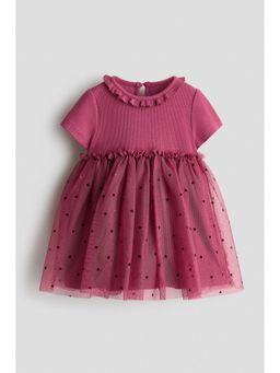 H&M - Girls Pink Tulle-Skirt Cotton Dress