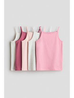 H&M - Girls White 5-Pack Cotton Strappy Tops