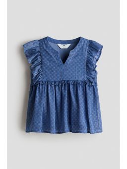 H&M - Girls Blue Flutter-Sleeved Top