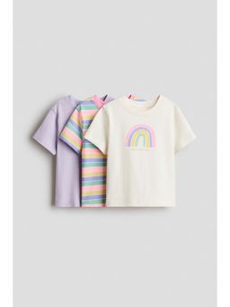 H&M - Girls Purple 3-Pack Cotton T-Shirts