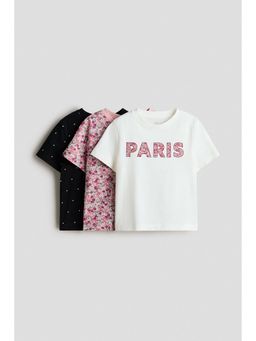 H&M - Girls Pink 3-Pack Cotton T-Shirts