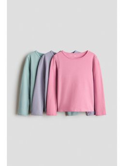 H&M - Girls Pink 3-Pack Cotton T-Shirts