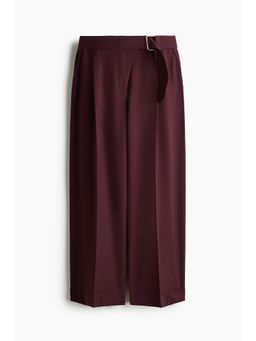 H&M - Women Wine Straight Belted Trousers