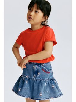H&M - Girls Blue Printed Denim Skirt