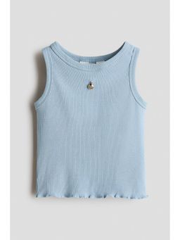 H&M - Girls Blue Ribbed Cotton Vest Top