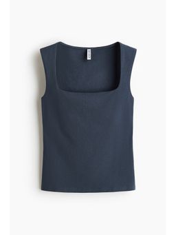 H&M - Women Blue Square-Neck Vest Top