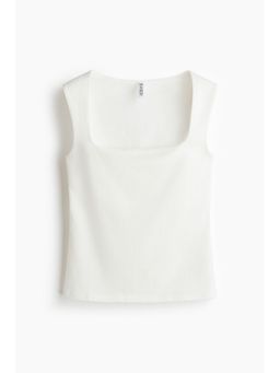 H&M - Women White Square-Neck Vest Top