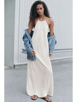H&M - Women White Drawstring Halter neck Dress