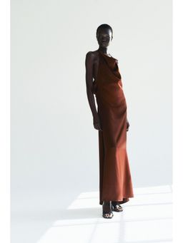 H&M - Women Rust Satin Halter neck Dress