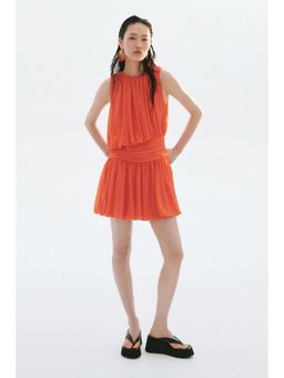H&M - Women Orange Draped Bubble-Hem Dress