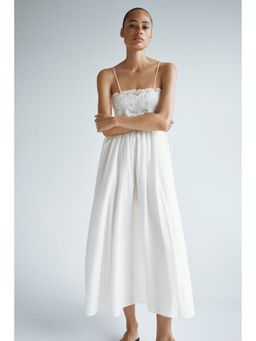 H&M - Women White Embroidery-Detail Tie-Strap Dress