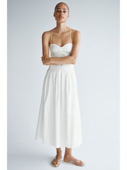 H&M - Women White Flared-Skirt Cotton Dress