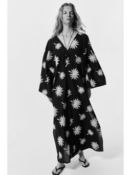 H&M - Women Black Embroidered Kaftan Dress