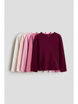 H&M - Girls Multi-Color 5-Pack Long-Sleeved T-Shirts