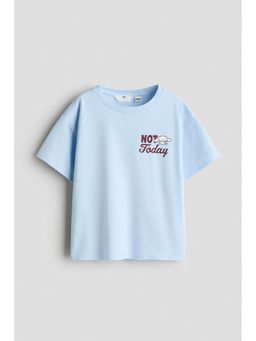 H&M - Girls Blue Printed Cotton T-Shirt