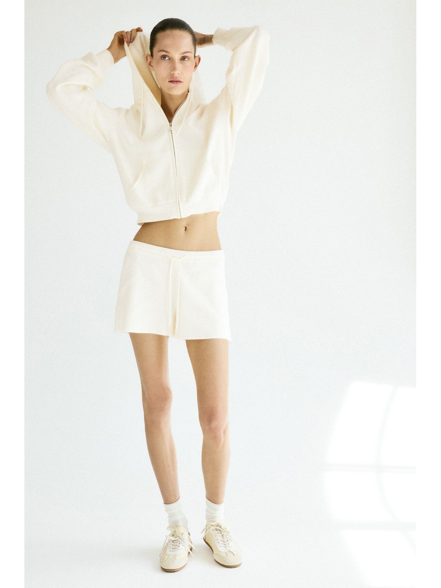 h&m Women White Fine-Knit Zip-Through Hoodie-picture-19