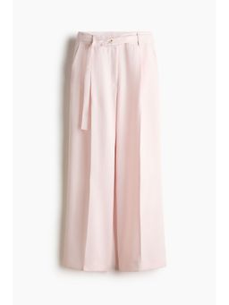 H&M - Women Pink Wide Belted Trousers