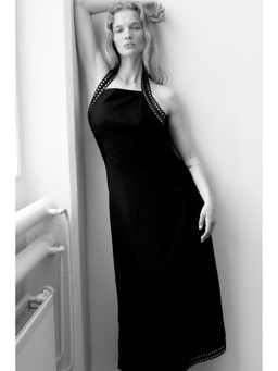 H&M - Women Black Linen-Blend Halter neck Dress