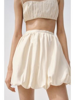 H&M - Women Beige Bubble-Hem Mini Skirt