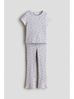 H&M - Girls Purple 2-Piece Ribbed Cotton Set