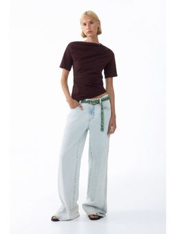 H&M - Women Brown Draped Asymmetric Top