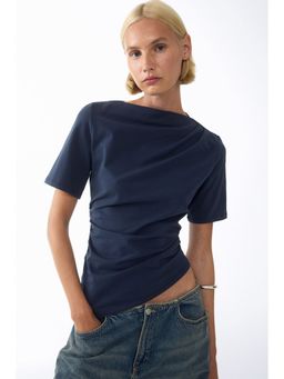H&M - Women Blue Draped Asymmetric Top